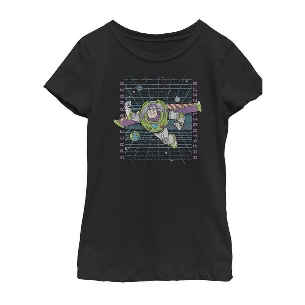 Disney Pixar T-Shirt Girls XL 14/16 Black New Buzz Lightyear Toy Story C187